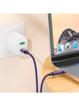 Hoco U125 USB 2.0 Cable USB-C male - USB-C 100W PD Μαύρο 1m