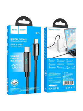 Hoco U125 USB 2.0 Cable USB-C male - USB-C 100W PD Μαύρο 1m
