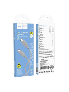 Hoco X107 USB 2.0 Cable USB-C male - USB-C 60W Γκρι 1m