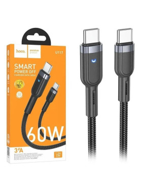 Hoco Braided USB 2.0 Cable USB-C male - USB-C 60W Μαύρο 1.2m