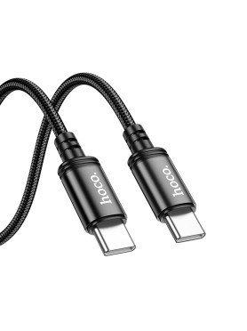 Hoco X89 Wind Braided USB 2.0 Cable USB-C male - USB-C 60W Μαύρο 2m HOC-X89c-BK2