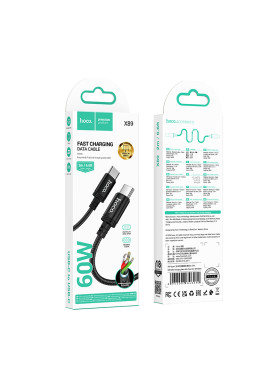 Hoco X89 Wind Braided USB 2.0 Cable USB-C male - USB-C 60W Μαύρο 2m HOC-X89c-BK2