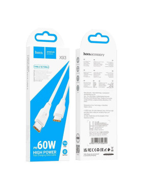 Hoco X93 Force USB 3.2 Cable USB-C male - USB-C 60W Λευκό 2m HC-X932CC-WH