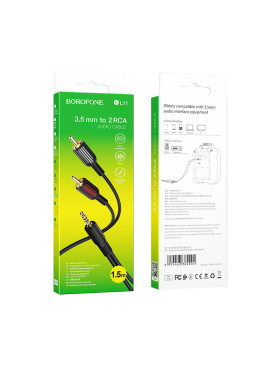 Borofone Καλώδιο Ήχου 3.5mm male - RCA male Μαύρο 1.5m BL11