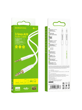 Borofone Καλώδιο Ήχου 3.5mm male - 3.5mm male Λευκό 1m Bl16
