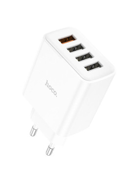 Hoco Φορτιστής Χωρίς Καλώδιο με 4 Θύρες USB-A 28.5W Quick Charge 3.0 Λευκός (C102A)
