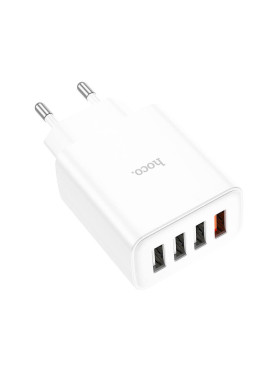 Hoco Φορτιστής Χωρίς Καλώδιο με 4 Θύρες USB-A 28.5W Quick Charge 3.0 Λευκός (C102A)