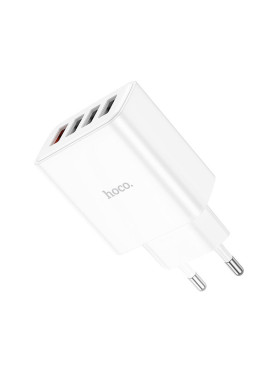 Hoco Φορτιστής Χωρίς Καλώδιο με 4 Θύρες USB-A 28.5W Quick Charge 3.0 Λευκός (C102A)
