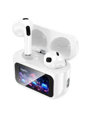 Hoco EW81 Earbud Bluetooth Handsfree Ακουστικά με Αντοχή στον Ιδρώτα και Θήκη Φόρτισης Διάφανο