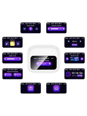 Hoco EW81 Earbud Bluetooth Handsfree Ακουστικά με Αντοχή στον Ιδρώτα και Θήκη Φόρτισης Διάφανο