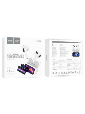 Hoco EW81 Earbud Bluetooth Handsfree Ακουστικά με Αντοχή στον Ιδρώτα και Θήκη Φόρτισης Διάφανο