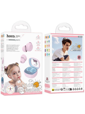 Hoco EW111 Kids In-ear Bluetooth Handsfree Ακουστικά με Θήκη Φόρτισης Ροζ